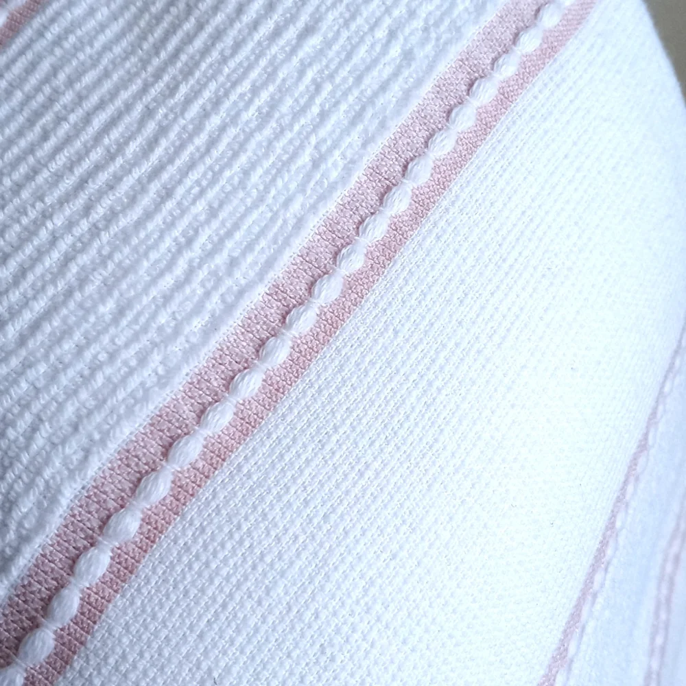 Set Of 3 Laddine White & Light Pink Striped Large Oversized Kitchen Towels